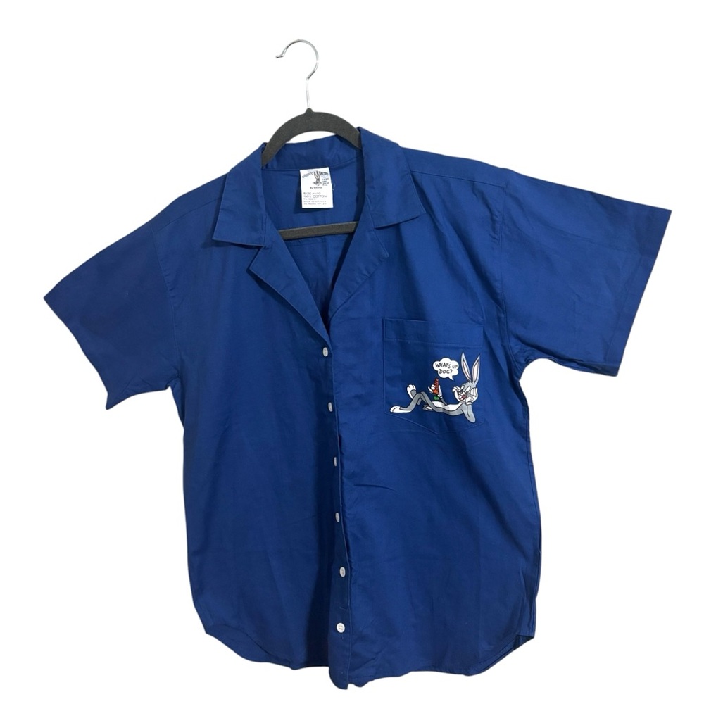 Vintage 90s Looney Tunes Matrix‎ Blue Bugs Bunny Button Up Shirt